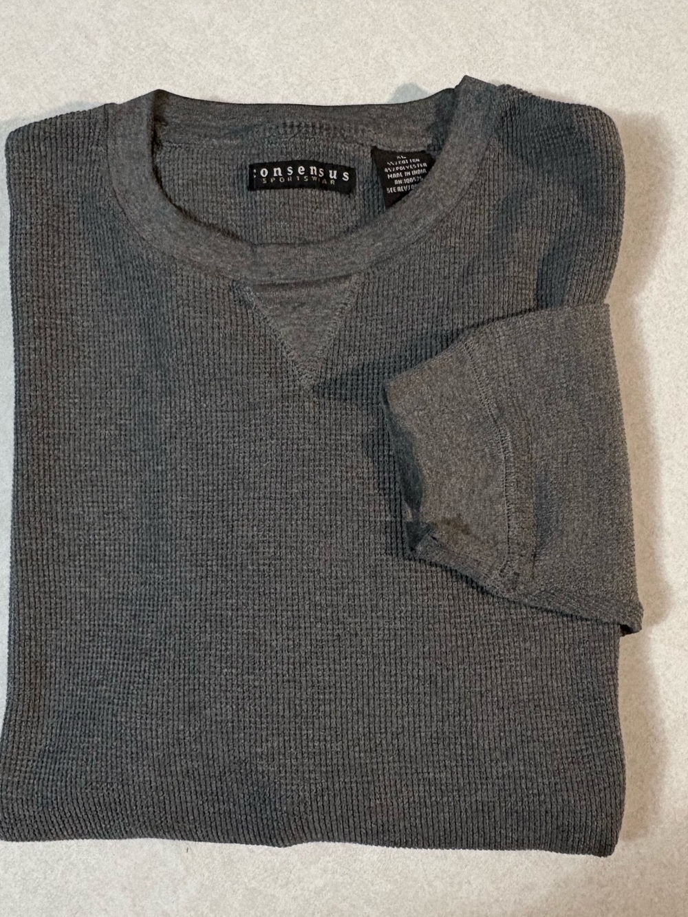 Charcoal Waffle Crewneck Sweater